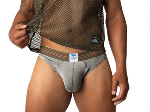Man wearing gray Bike Athletic thong underwear