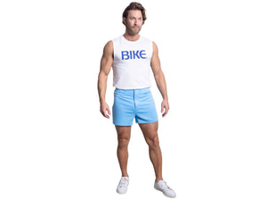 Man wearing light blue BIKE® coaches short