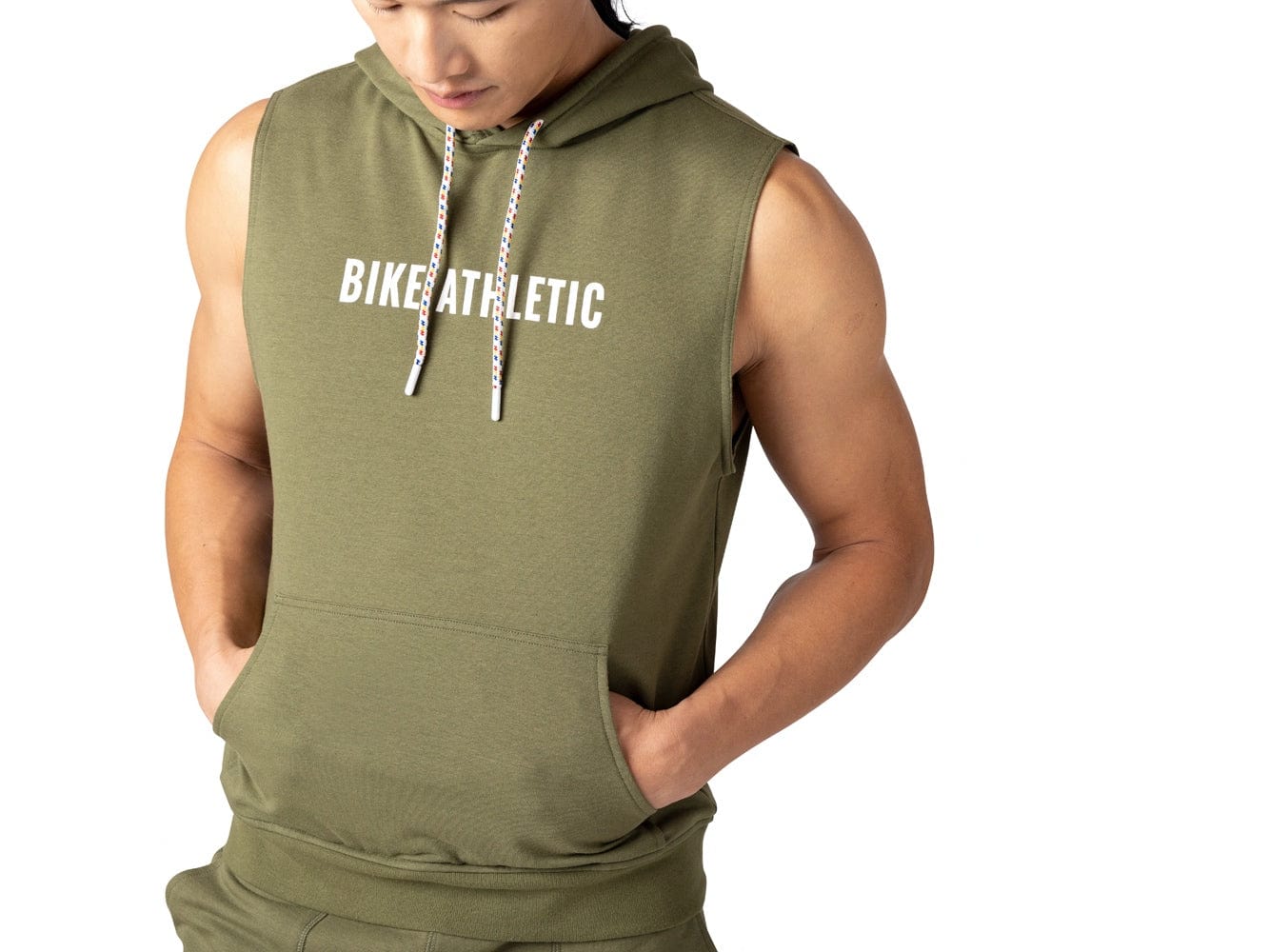 Olive sleeveless BIKE® hoodie