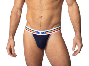 Man wearing navy BIKE® underwear jock brief