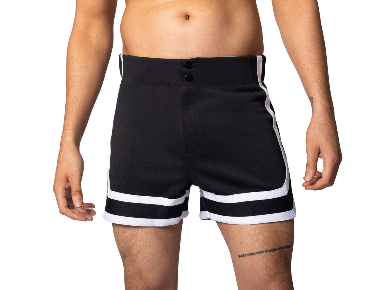 black BIKE® athletic stripe coaches short