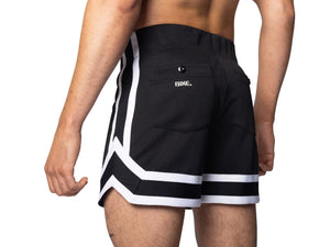 Athletic Stripe Coaches Shorts - Black