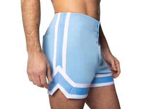 Athletic Stripe Coaches Shorts - Lt. Blue