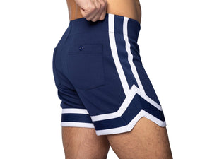 Athletic Stripe Coaches Shorts - Navy