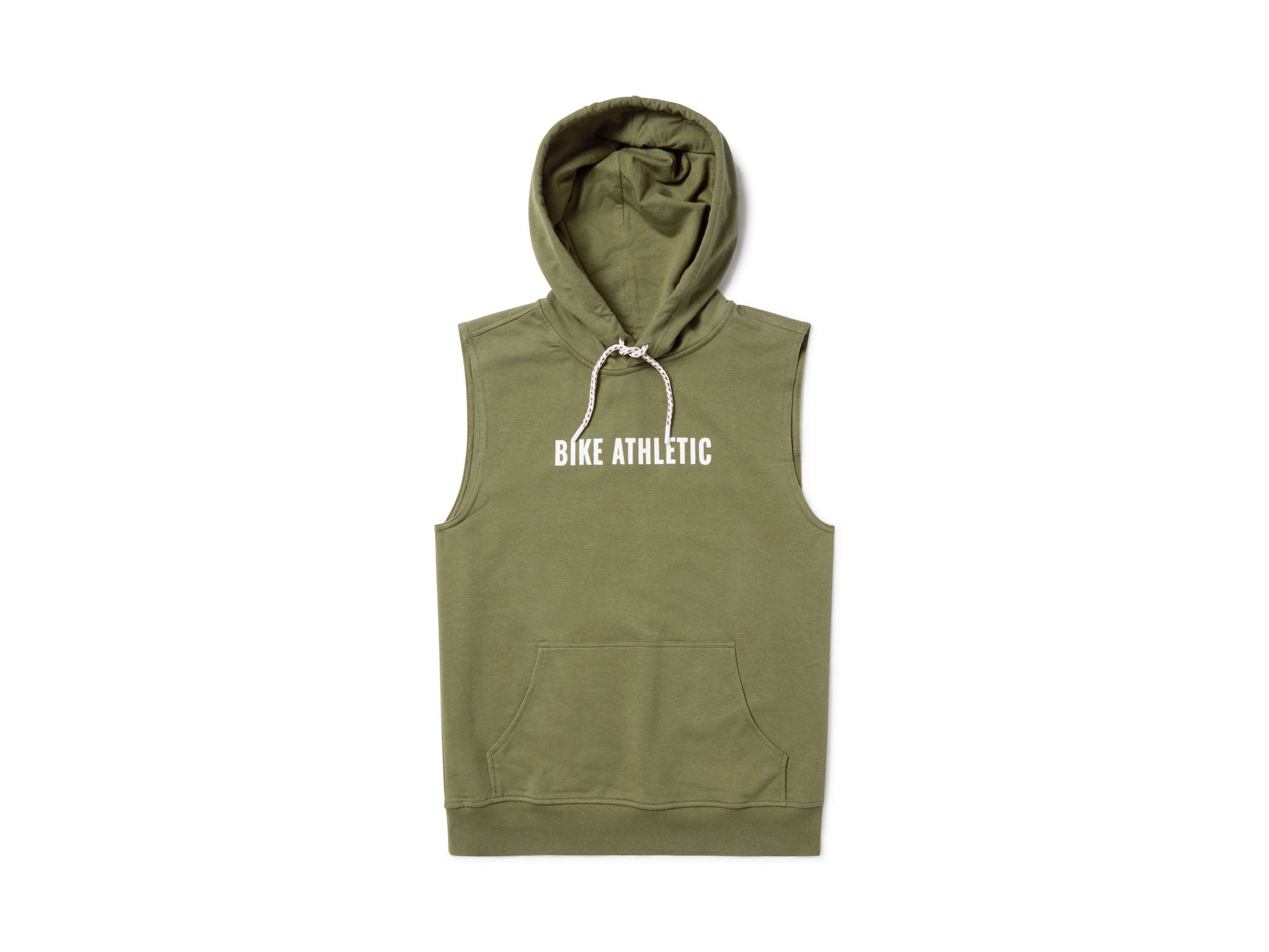 French Terry Sleeveless Hoodie - Olive