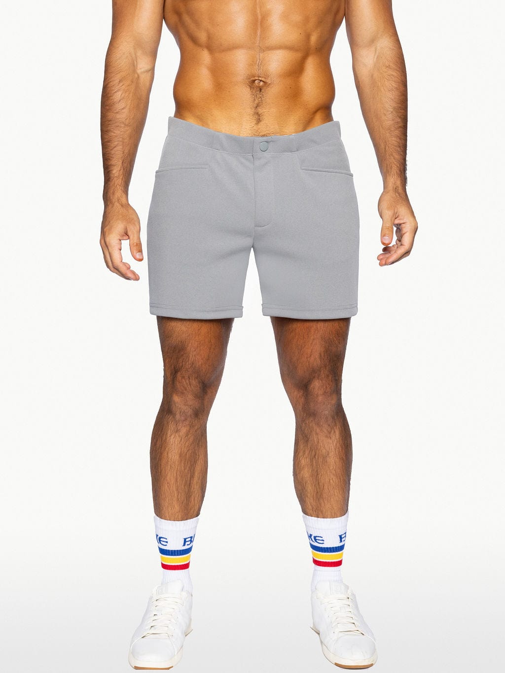 Athletic Stripe Coaches Shorts （＃bike）M Men's Gray Coaches Shorts – BIKE Athletic