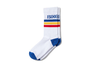 white BIKE crew socks