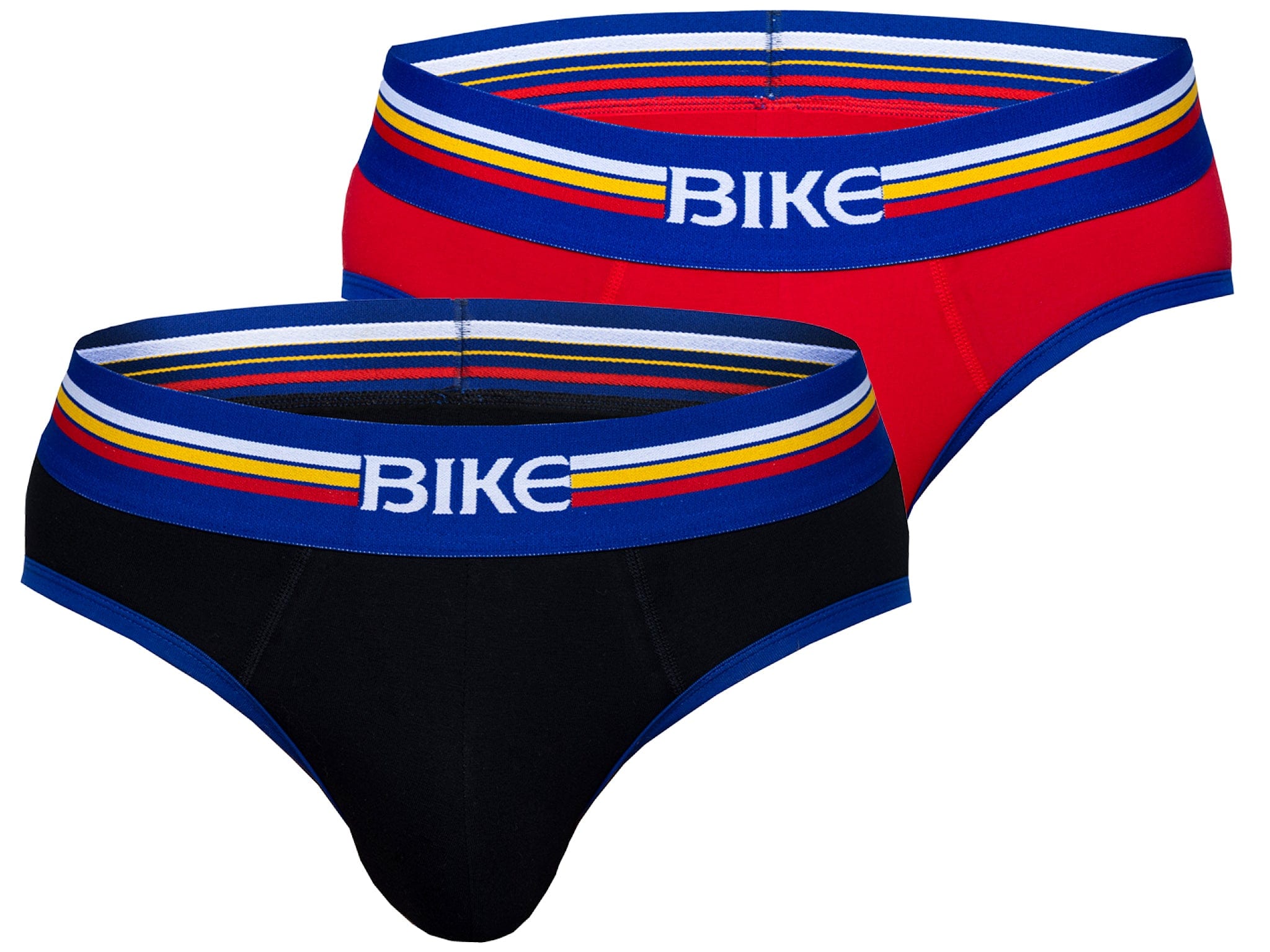 Jockey Men's Cotton Full-Rise Brief 4-Pack Blue Stripe/Red/Black