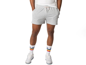 Man wearing gray BIKE® french terry track short