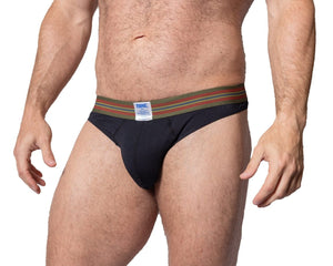 Man wearing black Bike Athletic thong underwear 