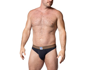 Man wearing black Bike Athletic thong underwear 