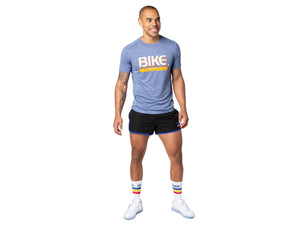 Man wearing university blue Bike Athletic Active Logo T-shirt