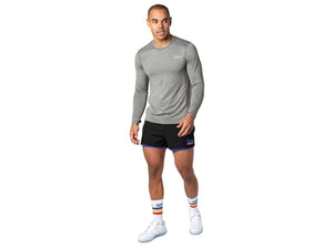 Man wearing gray Bike Athletic Long Sleeve Shirt