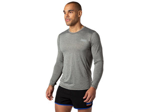 Man wearing grey BIKE® long sleeve tshirt