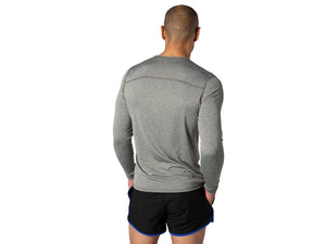 Back of man wearing gray Bike Athletic Long Sleeve Shirt