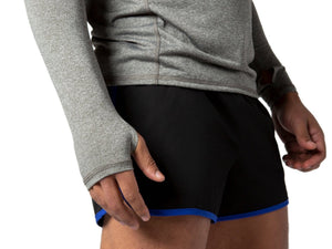 Close up of shorts and gray Bike Athletic Long Sleeve Shirt