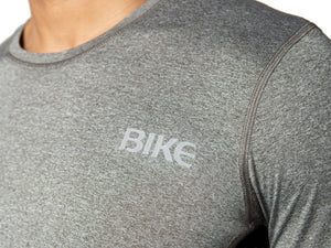 Close up of Bike Logo on Bike Athletic Long Sleeve in Gray Shadow