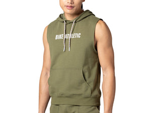 French Terry Sleeveless Hoodie - Olive