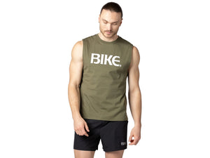 Man wearing olive BIE® sleeveless tshirt