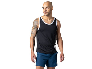 Man wearing black mesh BIKE® tank top