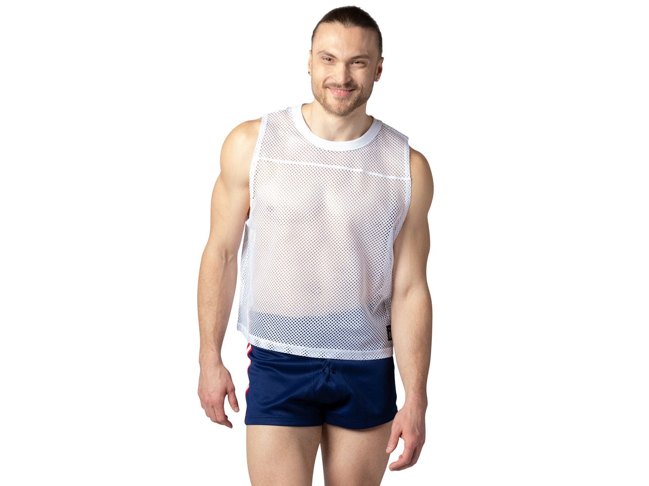 Men s White Sleeveless Mesh Practice Jersey BIKE Athletic