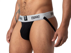 Man wearing black BIKE classic jockstrap