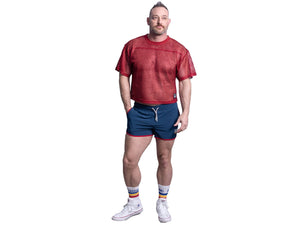 Man wearing red BIKE® mesh shirt