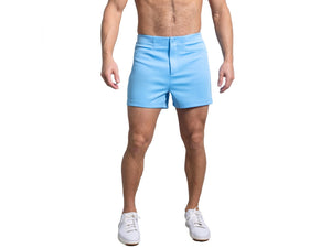 Man wearing light blue BIKE® coaches short