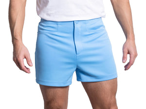 Man wearing light blue BIKE® coaches short