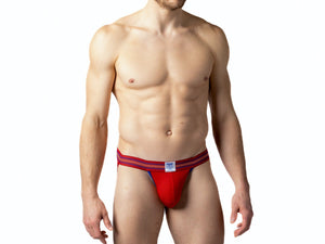 Man wearing red BIKE® mesh jockstrap