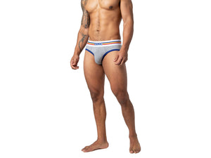 Man wearing gray Bike Athletic underwear briefs